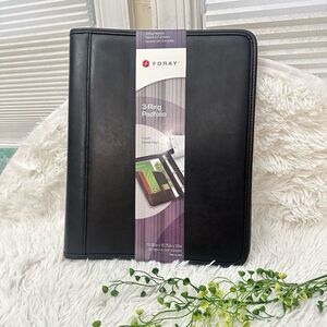 Foray 3 Ring Black Faux Leather Padfolio Binder 1” Ring NEW 13” x 11” Organizer‎